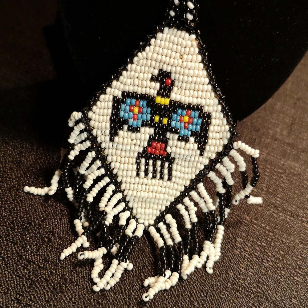 Significant Vintage Estate Hand-beaded Navajo Phoenix Necklace Highly Desired - Picture 5 of 7